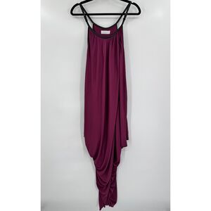 HOUSE OF BOREL Maroon Leather Strap Halter Top Drape Harem Dress One Size